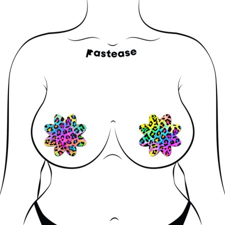 (image for) Rainbow Cheetah Leopard Print Petal Breast Pasties