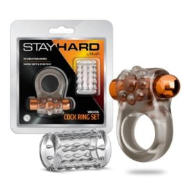 Stay Hard - Standard Vibrating Cock Ring Set with Sleeve