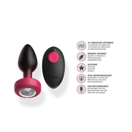 (image for) RUBY Ombre - SMALL Cheeky Charms Eluxe Vibrating Plug With Remote - Clear Gem