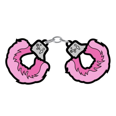 (image for) Enamel Pin: Fuzzy Handcuffs - Large Pink *