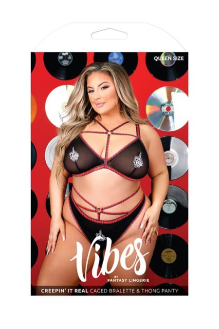 (image for) Creepin' It Real Caged Bralette & Thong Panty