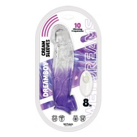 DREAM BOY - CREAM SLEEVE - PENIS SLEEVE WITH MULTI-SPEED RECHG BULLET DUAL COLOR 8" PURPLE