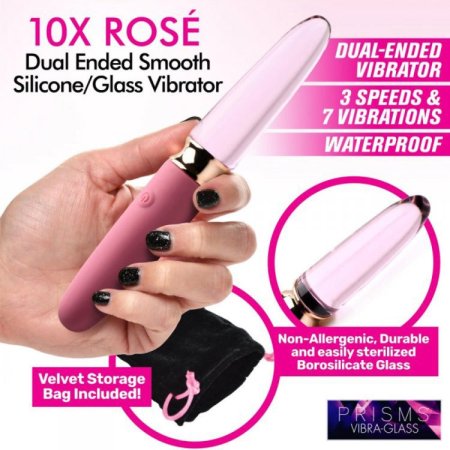 (image for) 10X Dual End Smooth Silicone/Glass Vibe*