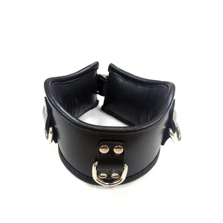 (image for) Leather Padded Posture Collar With 3 D-Rings Black