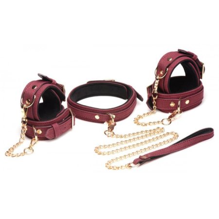 (image for) 6 Piece Velvet Bondage Set - Burgundy