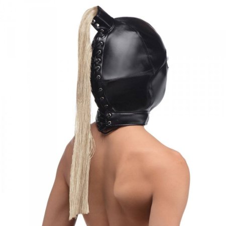 (image for) Ponytail Bondage Hood w 20" Blonde