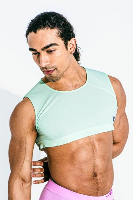 (image for) Unisex Large - Mini Crop Top Sheer - Mint