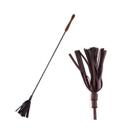 (image for) Leather Riding Crop With Wooden Handle Black
