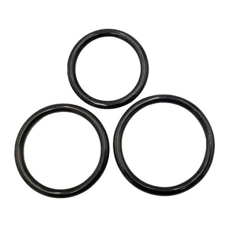 (image for) Stainless Steel 3 Piece Cock Ring Set (45/50/55mm) - Black