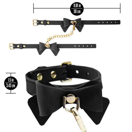 (image for) Temptasia Ardor - Silicone Wrist & Ankle Restraints - Black with Bow