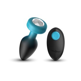 TESTER - TEAL Ombre - MEDIUM Cheeky Charms Eluxe Vibrating Plug With Remote - Clear Gem