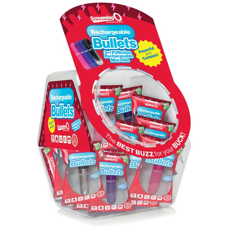 (image for) Screaming O Rechargeable Bullets in candy bowl - Assorted 24 pcs