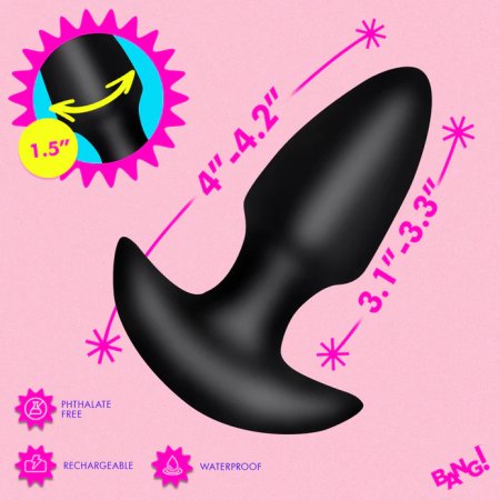(image for) Thrusting & Vibrating Silicone Butt Plug w/ RC - Black