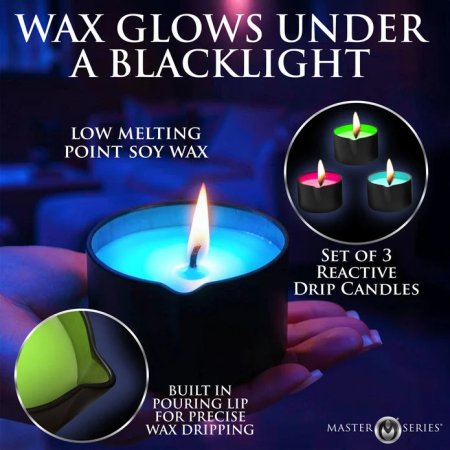 (image for) Wicked Wax Blacklight Reactive Drip Candle Set of 3