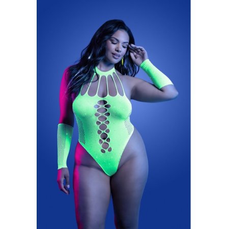 (image for) PRESSURE POINT UV reactive rhinestone knit teddy and matching gloves (can also be worn as leg warmers)