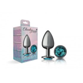 Silver Metal Plug - Round-Teal-Large Silver Metal Plug - Round-Teal-Large