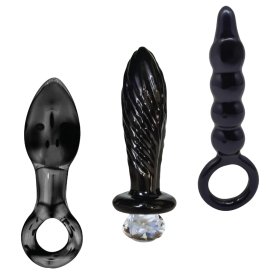 Dark Curiosity Set – All-Glass Anal Plug Trio