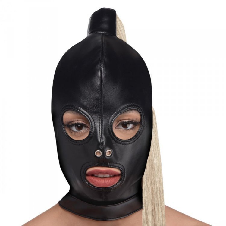 (image for) Ponytail Bondage Hood w 20\" Blonde