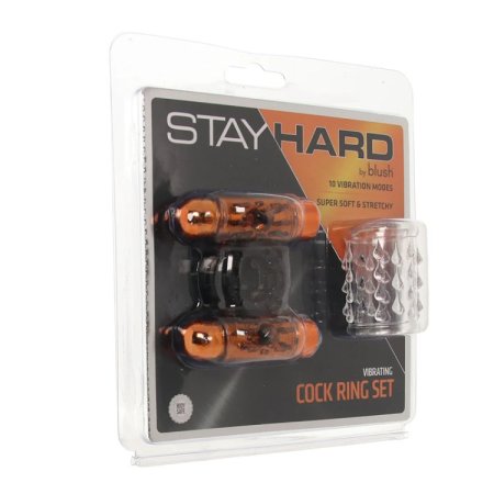 (image for) Stay Hard - Vibrating Cock Ring Set with Sleeve And 2 Bullets