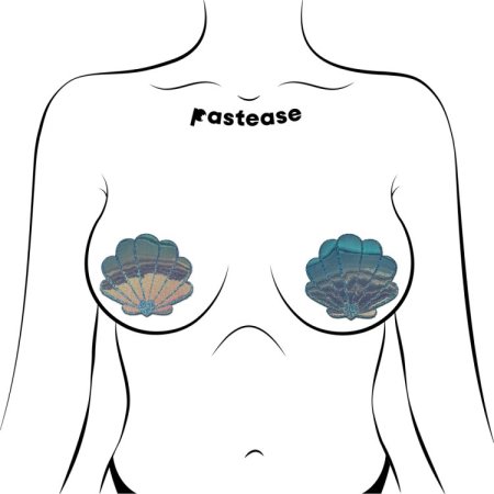 (image for) Mermaid Shells Pasties - Opalescent Seafoam Blue Seashell
