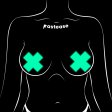 (image for) Plus X: Glow-in-the-Dark Neon Cross Pasties - Turquoise