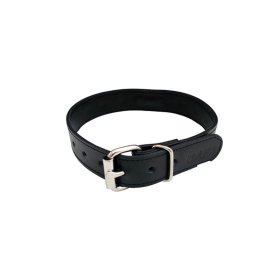 Leather Thin O-Ring Studded Collar with Detachable O-Ring Black Leather Thin O-Ring Studded Collar with Detachable O-Ring Black