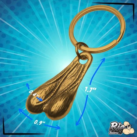 (image for) Big Nuts Brass Keychain
