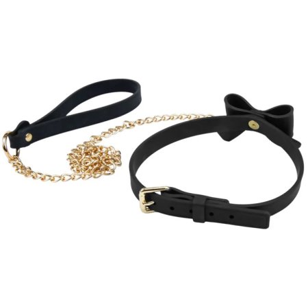 (image for) Temptasia Ardor - Silicone Collar & Leash - Black with Bow
