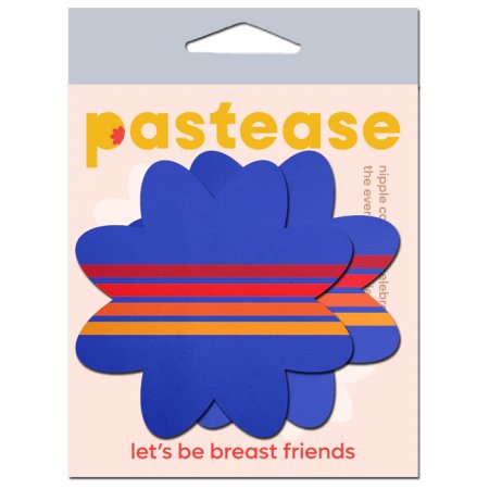 (image for) Vibrant Retro Stripes on Blue Petal Breast Pasties
