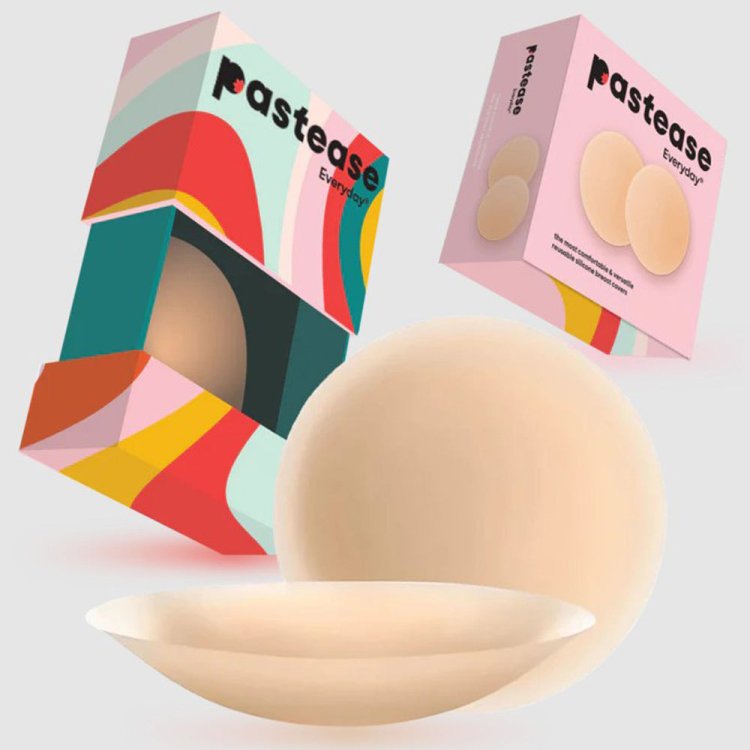 (image for) Pastease Everyday® Silicone Reusable Adhesive Nipple Covers w Travel Box - Sand - Small (A-C cups)