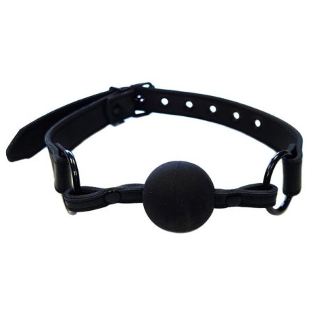 (image for) Leather Ball Gag - Black with Black