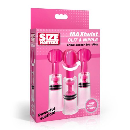 (image for) MAXtwist Clit & Nipple Triple Sucker Set - Pink