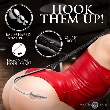 (image for) Roped Beaded Anal Hook with Rope
