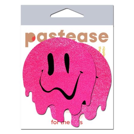 (image for) Neon Pink Melted Smiling Face Nipple Pasties
