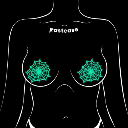 (image for) Glitter Black Glow in the Dark Spooky Spider Web Pasties
