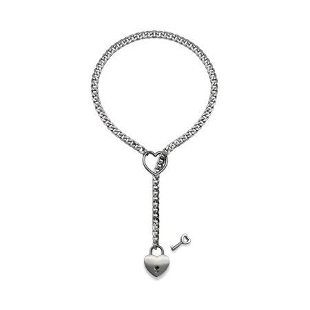 (image for) HEART & LOCK-O-RING SLIP CHAIN - Silver
