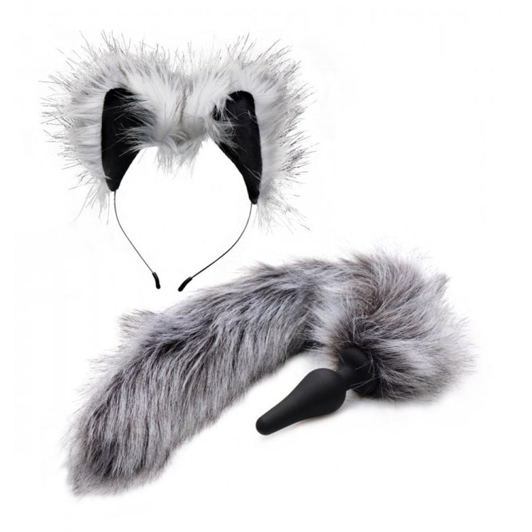 (image for) Grey Wolf Tail Anal Plug and Ears Set