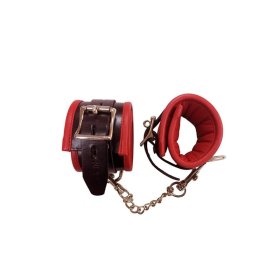 Leather Padded Ankle Cuffs Black/Red Leather Padded Ankle Cuffs Black/Red