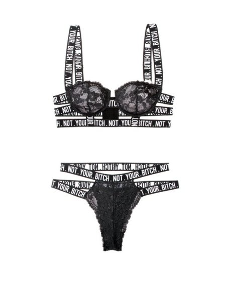 (image for) Not Your Bitch Lace Bra & Cutout Panty Set