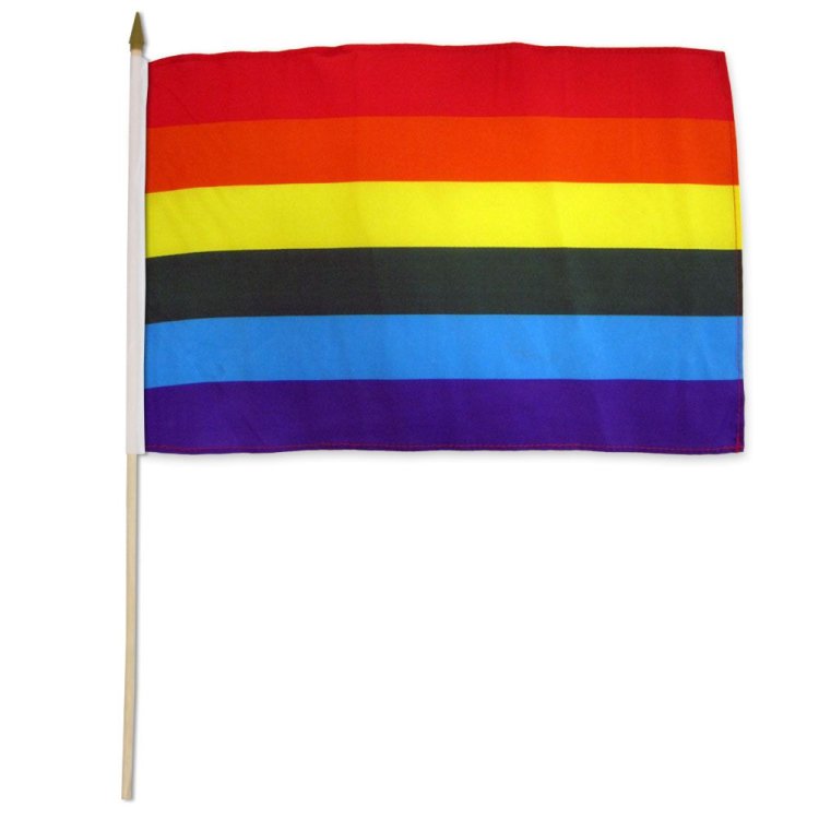 (image for) Rainbow Stick Flag 12\" X 18\"