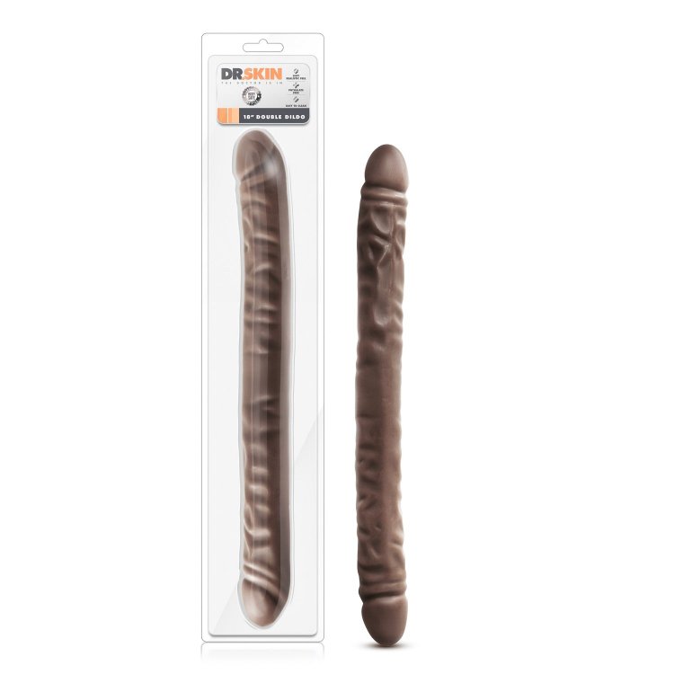 (image for) Dr Skin 18\" Double Dildo - Chocolate