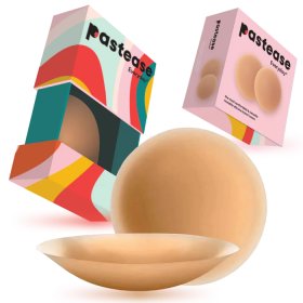 Pastease Everyday® Silicone Reusable Adhesive Nipple Covers w Travel Box - Caramel Tan - Small (A-C cups)