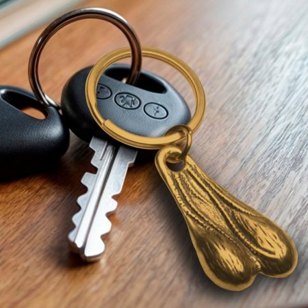 (image for) Big Nuts Brass Keychain