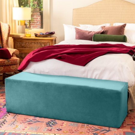 (image for) Aria Flip Chaise 18 Inch Wide - Convertible Sex Chair and Bed Bench, Teal
