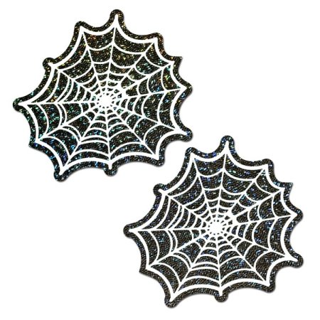 (image for) Glitter Black Glow in the Dark Spooky Spider Web Pasties