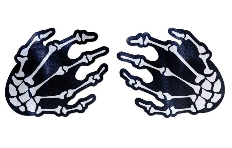 (image for) Boney Skeleton Hands Pasties - White/Blk