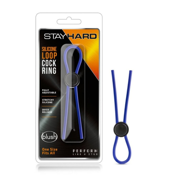 (image for) Stay Hard Silicone Loop Cock Ring - Blue