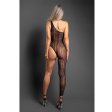 (image for) KILLIN' IT Asymmetrical footless bodystocking in grid pattern knit (Black)