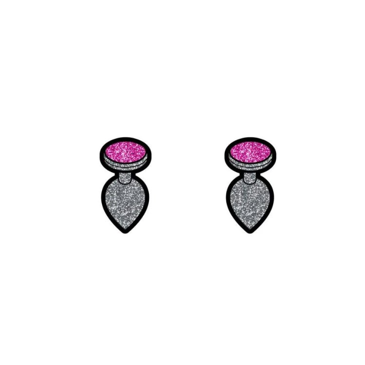 (image for) Gem Butt Plug Earrings - Pink/Silver *