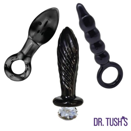 (image for) Dark Curiosity Set – All-Glass Anal Plug Trio